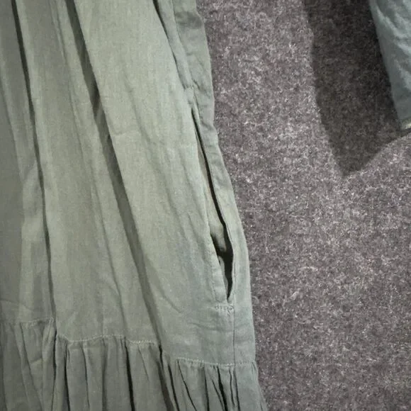 Daughters of India Sahana Dress Women's Small Green Boho Maxi Tiered Long Pocket - Picture 6 of 8